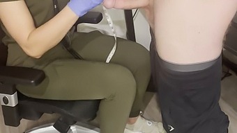 College Nurse Gives Penis Exam And Gives Handjob, Swallows Cum In Mouth